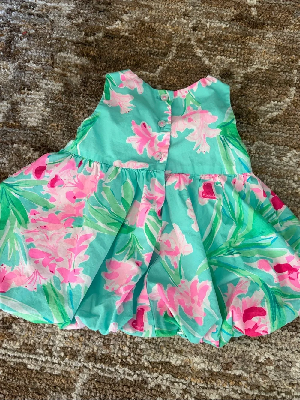 Lilly Pulitzer Pink and Turquoise Floral baby bubble Dress